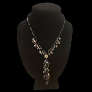 Robert Rose Black Dangling Beaded Choker Necklace Rhinestone Accents